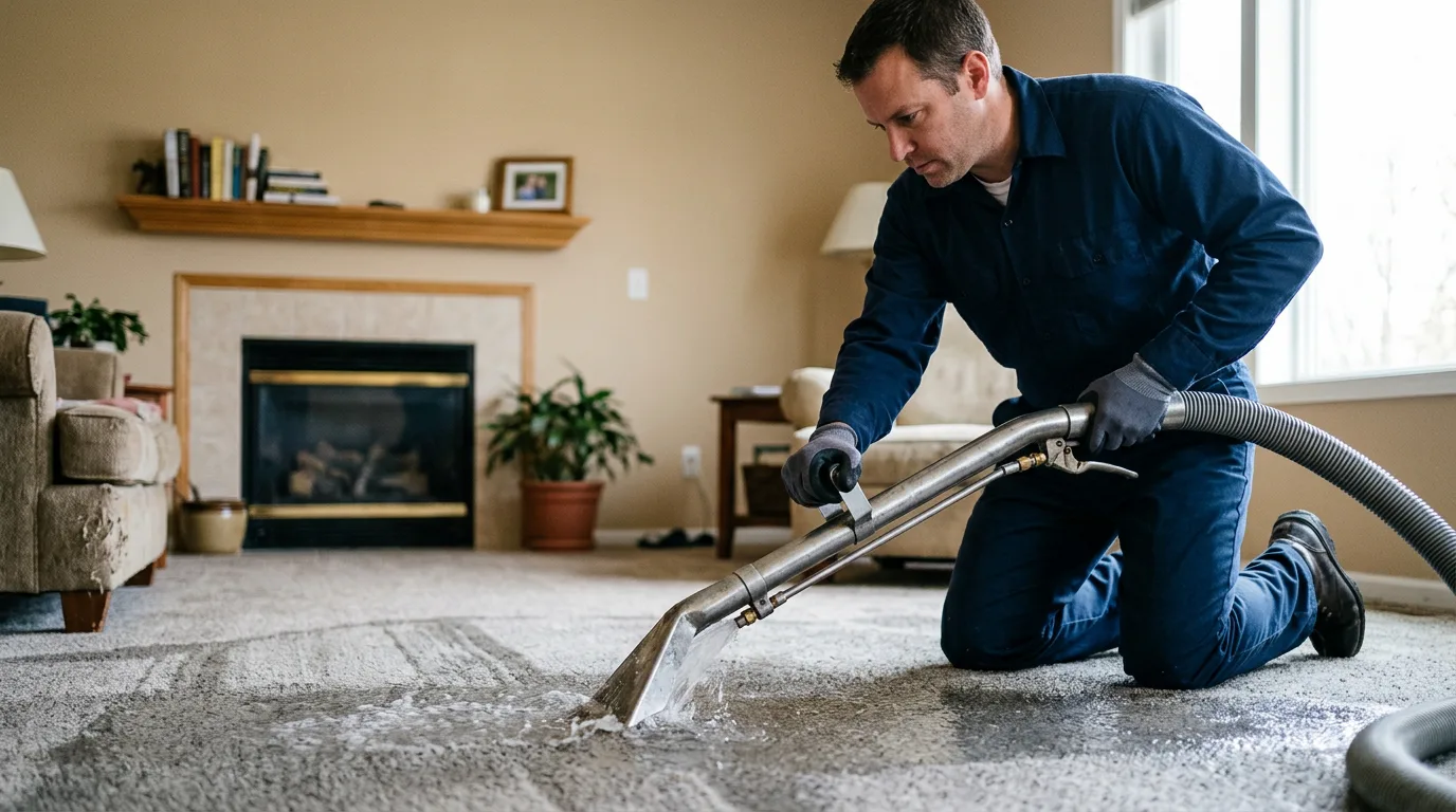 Water damage restoration technician working near Stroh, IN